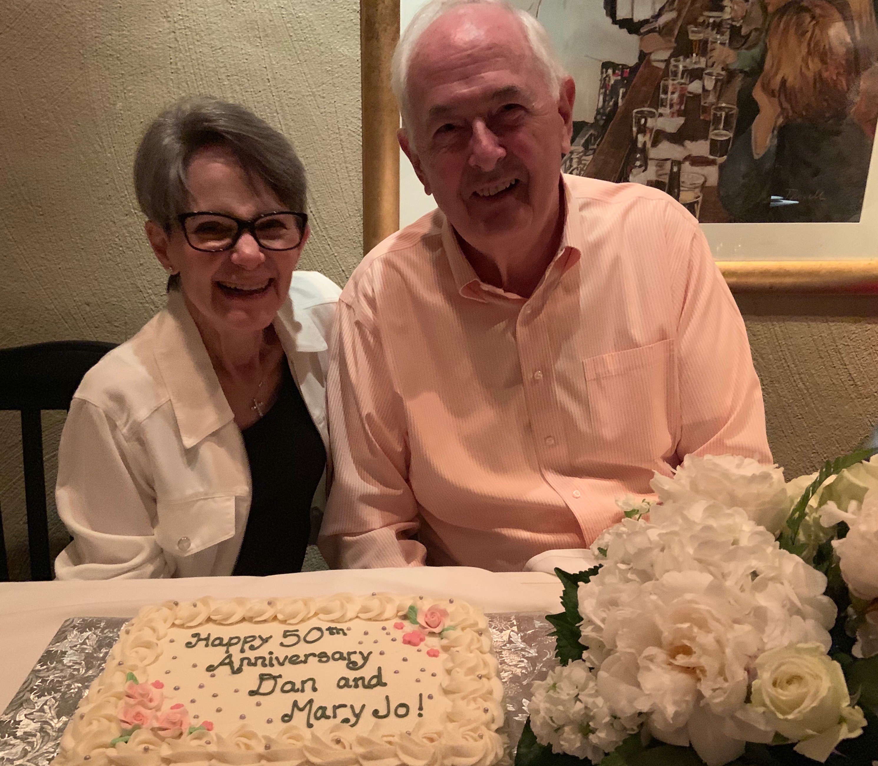 Dan and Mary Jo on their 50th Wedding Anniversary Dinner.